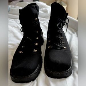 Stuart Weitzman Black Lace-Up Boots Size 10